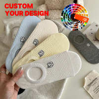 Chaussettes invisibles en coton sans couture antibactériennes OEM pour femmes, broderie animale mignonne, mode vintage, chaussettes courtes d'été
