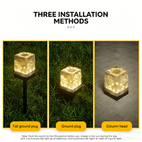 Lampada Solare da Giardino Impermeabile a Forma di Cubo di Ghiaccio con Sensore di Movimento per Patio, Sentieri e Illuminazione Ambientale