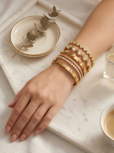 Ensemble de bracelets de plage étanches en acier inoxydable plaqué or 18 carats avec certificat CE ROHS, bijoux d'été en forme de cœur pour femmes, <span class=keywords><strong>cadeau</strong></span> fête <span class=keywords><strong>des</strong></span> Mères - Product Image 3