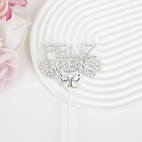 Décoration de gâteau d'anniversaire en forme de diamant 3D, joyeux anniversaire en espagnol, décoration de gâteau de fête d'anniversaire