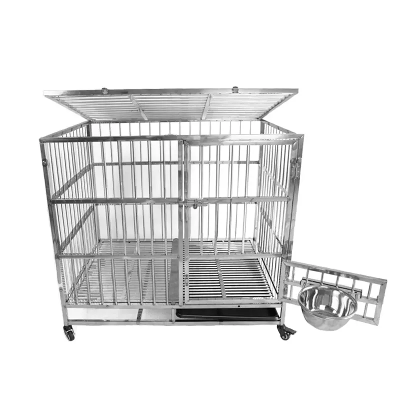 Indoor and outdoor folding large stainless steel square tube pet cage high quality dog cage