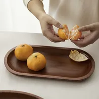 Plateau en bois massif rétro personnalisé, plateau de service en bois, ensemble de plateaux en bois pour la maison et la cuisine, assiette à dessert, vaisselle