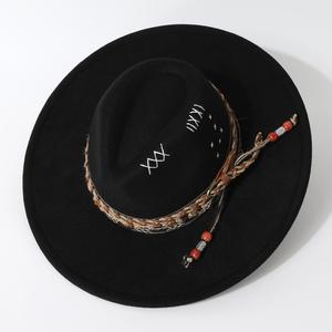 <span class=keywords><strong>Chapeau</strong></span> d'hiver à large bord pour cow-boy Jazz <span class=keywords><strong>Chapeau</strong></span> Fedora en feutre de laine de qualité supérieure pour les voyages, les fêtes et les loisirs Unisexe - Product Image 5