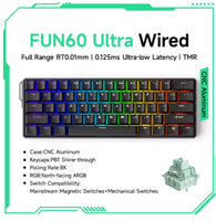 Akko MonsGeek FUN60 Ultra 61 Key Tri Mode TMR Magnetic Switch Gaming Keyboard 8K Hz 0.01mm RT Aluminum for PC Esports
