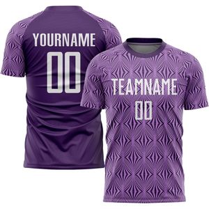 Conjunto de camiseta de fútbol blanca y morada personalizada, uniforme deportivo personalizado, nombre de equipo impreso para hombres, niños jóvenes, incluidos pantalones cortos de camisa - Product Image 6