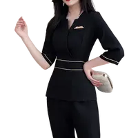 Elastik özel Logo yüksek kalite tay masaj güzellik sanayi salon teknisyen workwear kadın tunik spa üniforma bayan için