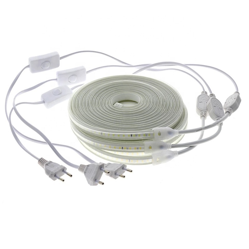 2835 LED Strip Light 120LEDs/m High Voltage 220V LED Flexible Tape Light Waterproof LED Strip Light With EU Plug and Switch