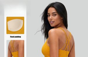 Soutien-gorge de sport fixe avec coussinets intégrés, style débardeur, effet seconde peau, pour yoga et fitness, dos en U, AG - Product Image 2