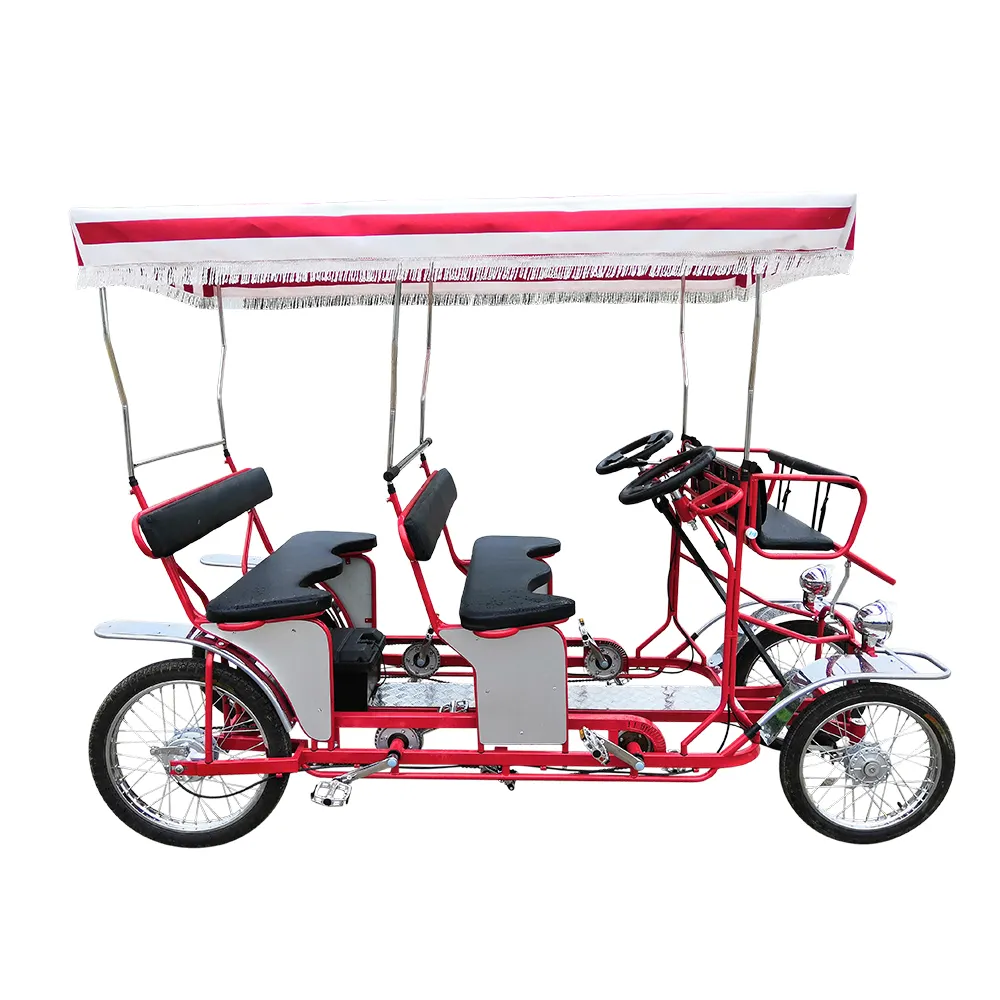 Motike 2023 vendita calda 4 ruote quattro posti adulto elettrico Tandem Quad Bike quattro persone Surrey Bike con E Assist