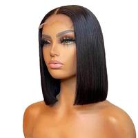 Perruque Bob Lace Frontale 13X4 Pas Chère, Coupe Droite, 100% Cheveux Humains Indiens Naturels et Tissages, Perruque Bob Brésilienne Non Traitée pour Femme