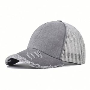 Casquette de baseball sport en gros, logo brodé personnalisé, coton délavé, 5 panneaux, casquette trucker en maille, casquette papa vintage vieillie pour hommes - Product Image 6