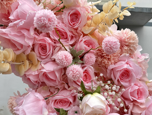 Arco di nozze fiore di nuovo design a forma di luna di alta simulazione rosa rosa seta artificiale per matrimonio sfondo decorazione - Product Image 5