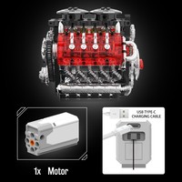 Kit de Modélisme Moteur V8 Double pour Ingénierie Électronique et Mécanique, Ensemble de Blocs de Construction Miniatures Motorisés pour Adultes, Vente en Gros