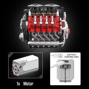 ชุดประกอบโมเดลเครื่องยนต์ V8 คู่ สำหรับวิศวกรรมอิเล็กทรอนิกส์และเครื่องกล แบบขายส่ง ชุดตัวต่อขนาดเล็กสำหรับประกอบเอง เหมาะสำหรับผู้ใหญ่ - Product Image 2