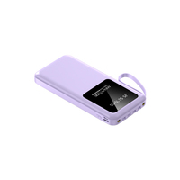 Batería Externa Delgada de 10000mAh para Teléfono con 4 Cables Integrados, Pantalla Digital, Soporte para Teléfono, Cargador Portátil