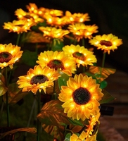 Décoration de jardin, tournesol, lumière décorative, énergie solaire, bâton en acier, fleur artificielle, décoration imperméable, lumière solaire