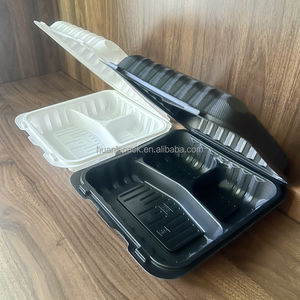 Contenedores de Poliestireno Expandido de 9x9x3 con 3 Compartimentos, Alternativa a los Envases MFPP, Tipo Concha, Negros, para Comida Mexicana para Llevar, Lonchera - Product Image 4