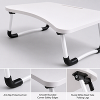 Table de lit pliante ergonomique et portable avec support pour tablette, pieds en W stables, table pour ordinateur portable, idéale pour dortoir, canapé, lecture