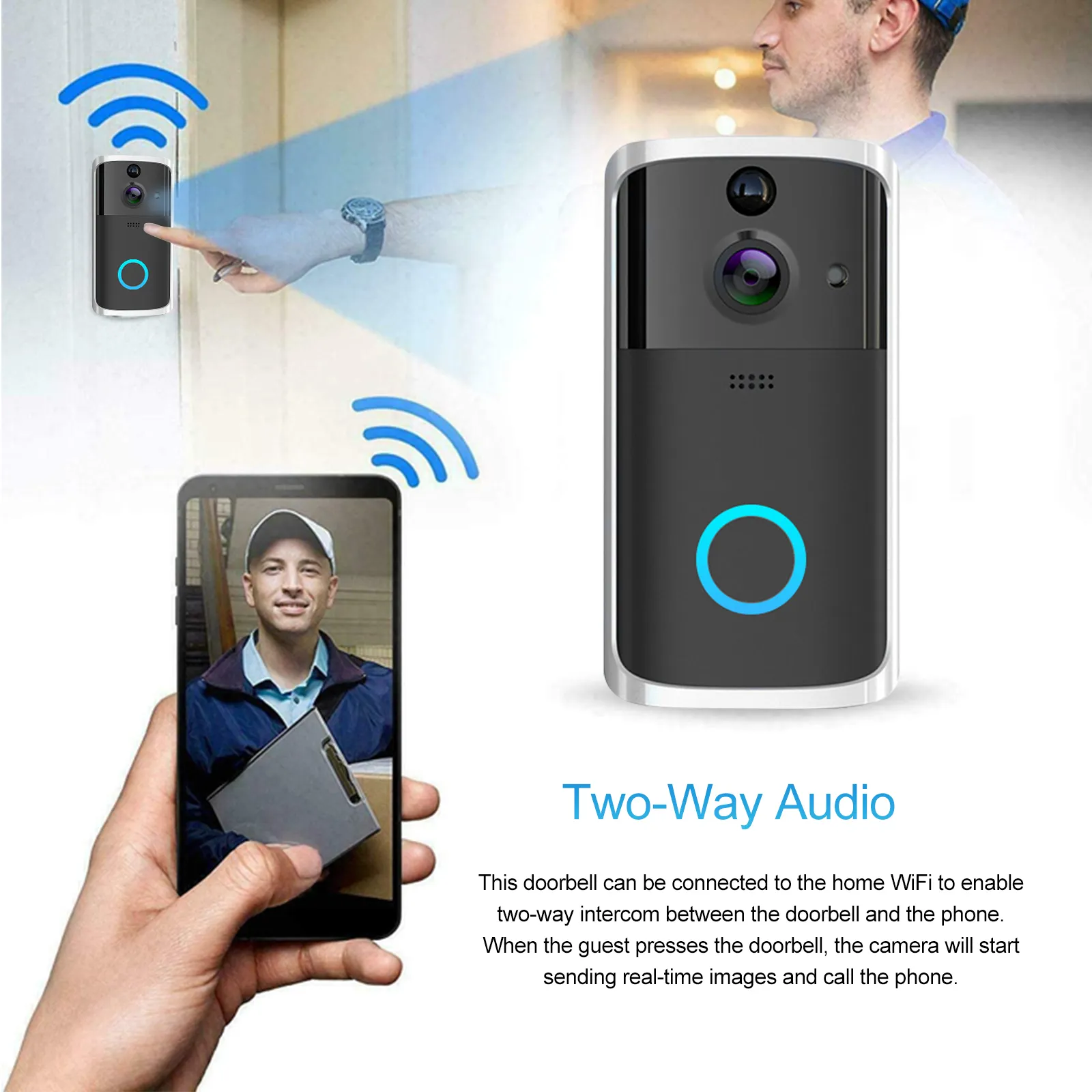 2022 ev Video akıllı Wifi kapı zili kamera interkom ile kablosuz kapı zili kablosuz halka kapı zili Tuya