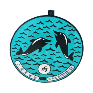 High <strong>Quality</strong> D400 <strong>Cast</strong> <strong>Iron</strong> CE ISO9001 Certified Manhole Cover Lock System Black Bitumen Surface Decorative Graffiti Roadway - Product Image 1