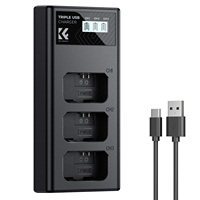Pengisi Daya K&F Concept NP-FW50 3-Slot untuk Baterai ZV-E10 dengan Layar LCD untuk Sony A6000 A6500 A6300 A6400 A7 A7II A7RII