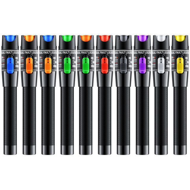 Visual Fault Locator 30mW Fiber Optic Cable Tester | Red Light Pen with CW Pulsing Mode, Universal FC/SC/ST Connector Compatible