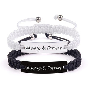 批发情侣编织手链男女情侣情人节纪念礼品字母雕刻心形磁铁手链礼品 - Product Image 6