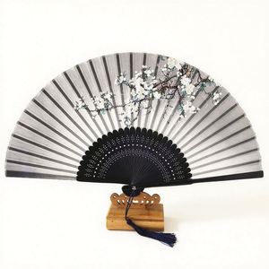 Abanicos de Seda Chinos Hechos a Mano de 21 cm, Abanicos de Bambú Portátiles Ecológicos para Mujer, Diseño de Dibujos Animados de Flores y Ángeles para Verano - Product Image 1
