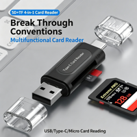 Lecteur de carte mémoire SD TF tout-en-un haute vitesse, lecteur de carte multifonction USB, adaptateur OTG pour ordinateur, téléphone, accessoires pour téléphone