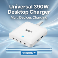 Pengisi Daya Laptop Desktop Elektrik Ultra Tipis 390W QC3.0 ABS Multi Port Tipe-C 5V3A Adaptor Kamera Earphone Tablet