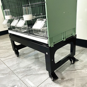 Base de cage d'élevage Petway en acier inoxydable et fil métallique avec roulettes, antidérapante, durable, portable et relevable pour petits oiseaux - Product Image 4