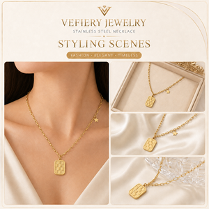 Collier géométrique en acier titane couleur or pour femmes - Product Image 2