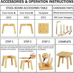 Taburetes de madera de bambú para niños y adultos, cama de mesita de noche, escalones, para camas altas, ideal para Cocina - Product Image 6