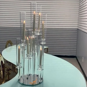 Vente flash, pas cher, grand candélabre <span class=keywords><strong>de</strong></span> mariage <span class=keywords><strong>en</strong></span> cristal à 10 bras avec tube <span class=keywords><strong>en</strong></span> <span class=keywords><strong>verre</strong></span> pour la décoration - Product Image 6