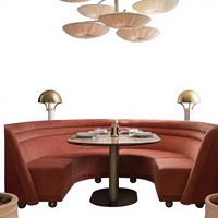 Meubles commerciaux modernes sur mesure, canapés de luxe pour café, chaises de restaurant, banquettes courbes en velours rouge pour hôtel