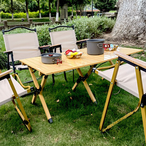 Factory Outdoor Foldable Portable Camp Furniture Solid Wooden Aluminum Alloy Picnic Camping Folding <b>Table</b> - Product Image 3