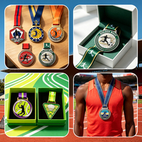 Médailles personnalisées pour événements sportifs, football, basketball, badminton, médailles de récompense en métal avec ruban pour compétition, souvenirs, cadeaux