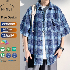 <span class=keywords><strong>Camicia</strong></span> da <span class=keywords><strong>uomo</strong></span> a mezza manica corta estiva a maniche corte in cotone scozzese spazzolato - Product Image 1