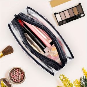 Transparent Handbag Suitable <b>for</b> <b>Men</b> & Women - Lightweight Zipper Closure <b>Toiletry</b> <b>Bag</b> with Carry Handle Medication Holder - Product Image 3