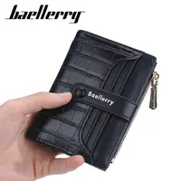 Baellerry – portefeuille rfid pour femmes, mince, mignon, Portable, double porte-cartes, fermeture éclair, petit portefeuille noir en cuir pour femmes, 2022