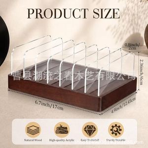 Soporte de madera para CD/DVD, estante con compartimentos de acrílico, estante de almacenamiento para discos de PS5, estante para discos de vinilo - Product Image 4