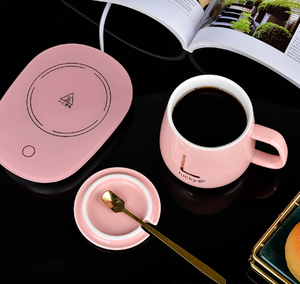 売れ筋USB誘導加熱セラミックマグクラシックサーモスタットコーヒーカップウォーマーセットオフィスデスク用トレイ付き - Product Image 3