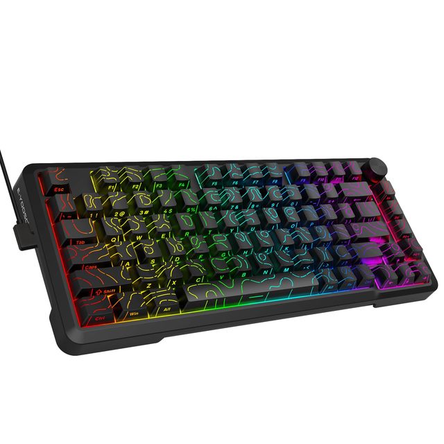 OEM ODM Wired Mechanical Gaming Keyboard RGB Backlit Hot Swappable Prelubed Red Switches Gasket Structure Knob Control Quiet Por