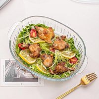 1 pièce Plat de cuisson en verre avec couvercles en verre, 1,9 Qt et 3 Qt, pour réchauffer et servir les aliments chauds
