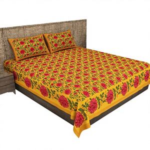 Magnifiques draps plats imprimés à motifs floraux, 2 taies d'oreiller incluses, ensembles de housses en coton 300 fils, écologiques, toutes saisons, 100% coton - Product Image 1