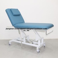 Table de massage électrique réglable pour salon de beauté, 2 moteurs, capacité de charge de 200 kg, appui-tête intégré, confortable, en cuir PVC et métal