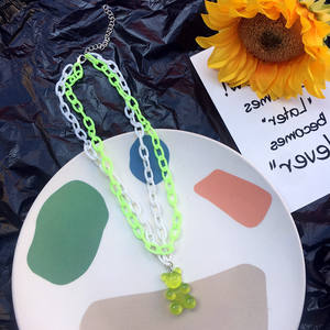 Women Girls Punk Hip Hop Resin <strong>Gummy</strong> <strong>Bear</strong> <strong>Necklaces</strong> Colorful Acrylic Link Chain With Cute Jelly <strong>Bear</strong> Charms Layer <strong>Necklaces</strong> - Product Image 6