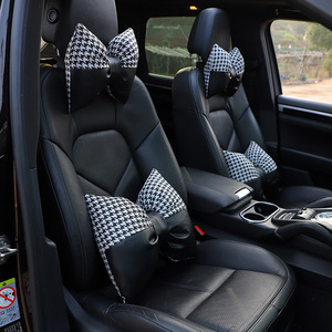 Appui-tête et support lombaire pour voiture, motif pied-de-poule, coussin en coton PP pour siège de voiture, oreiller confortable, utilisation quatre saisons - Product Image 1