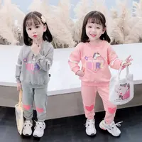 Amazon Beliebte Kinder Mädchen Kleidung Sets Einhorn Cartoon Langarm O-Ausschnitt Pullover Zweiteilige Hose Set Casual Sportswear