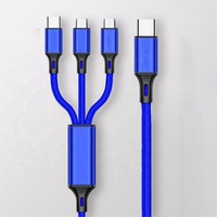 Câble USB Type C personnalisable en gros, 3 en 1, charge rapide et transfert de données, gaine en nylon, câble de chargeur de téléphone portable 3 en 1